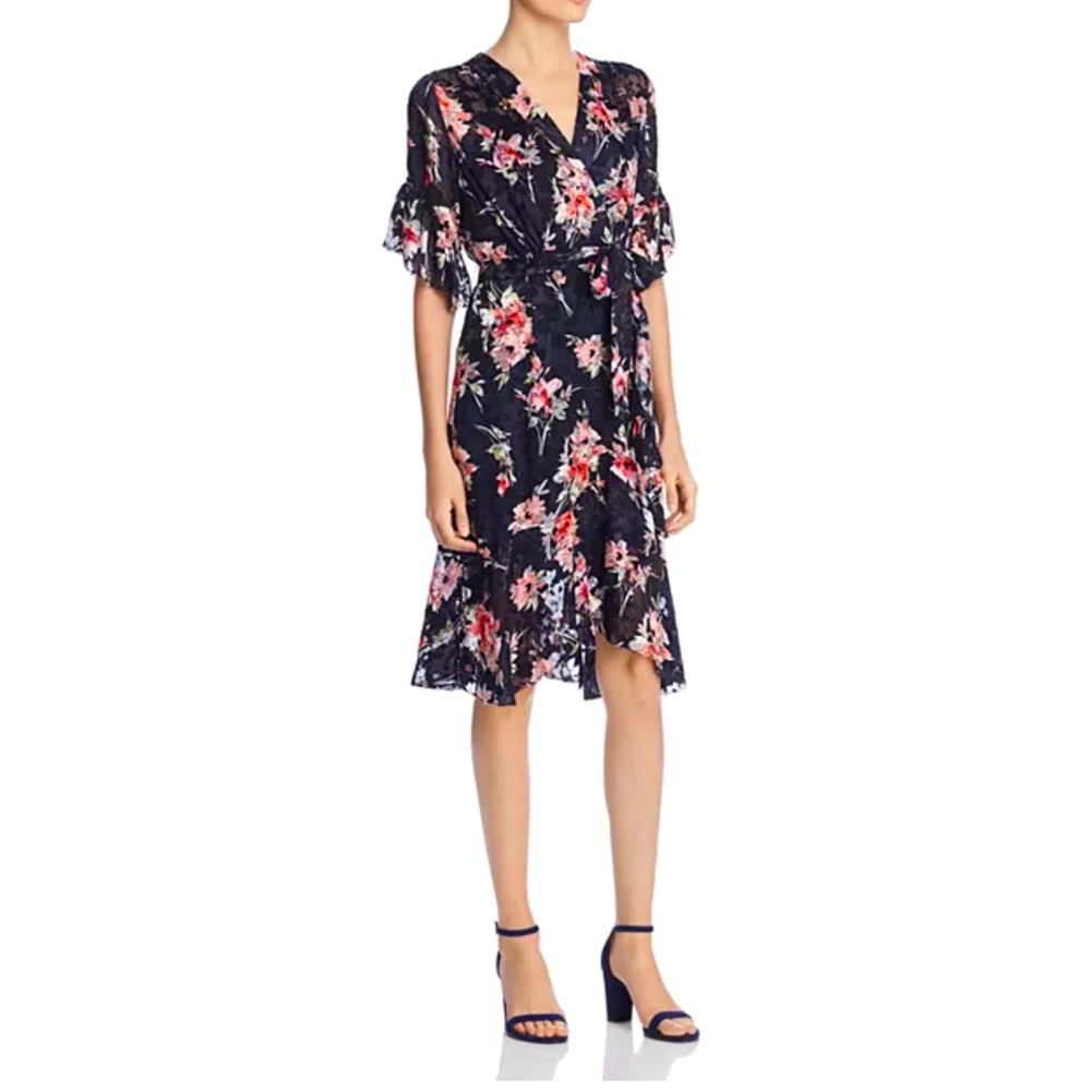 *NWT* Elie Tahari “Isabelle” Floral CottageCore Dress in Navy/Pink Women Size 0